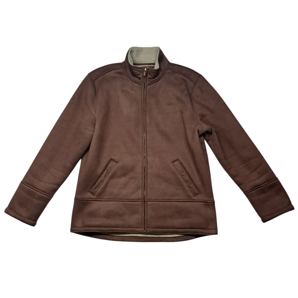 Lauren Ralph Lauren Faux Suede‎ Jacket Women's Small Brown Sherpa Lined Full Zip